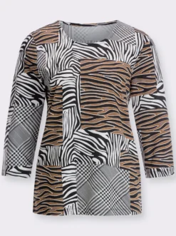 Rundhalsshirt im Patchwork-Muster