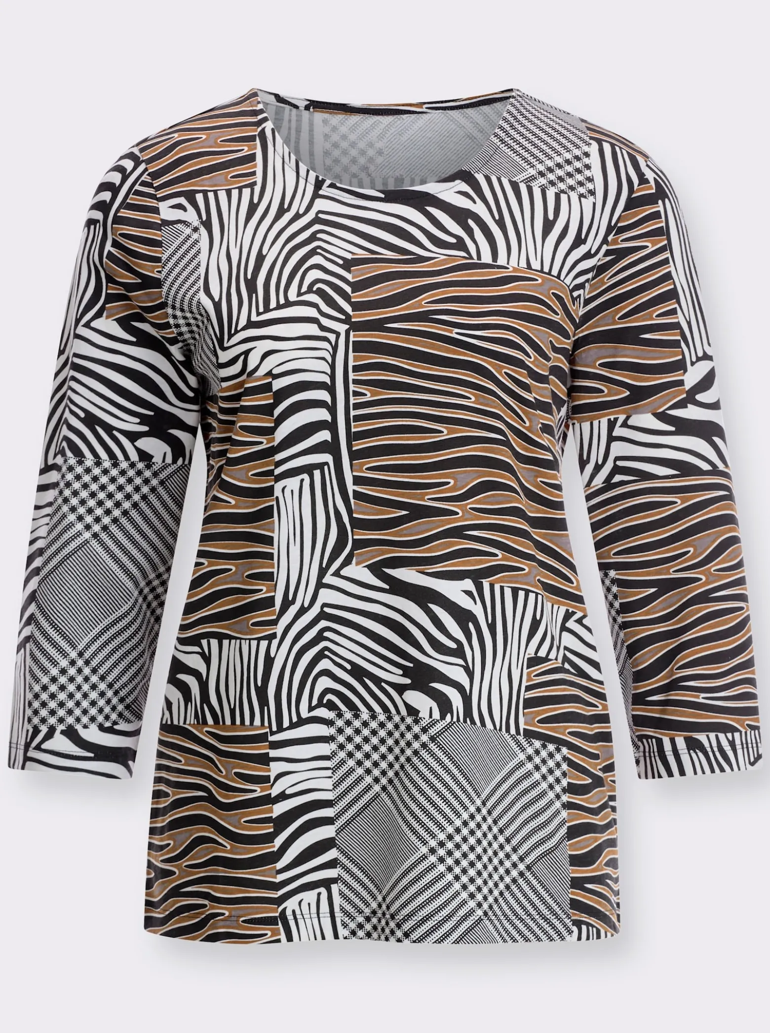 Rundhalsshirt im Patchwork-Muster
