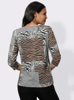 Rundhalsshirt im Patchwork-Muster