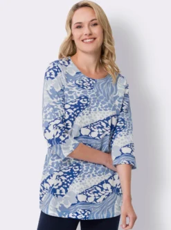 Rundhalsshirt in A-Form, bedruckt