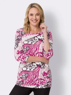 Rundhalsshirt in A-Form, bedruckt