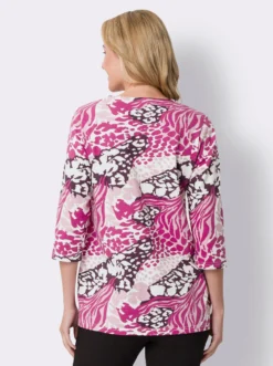 Rundhalsshirt in A-Form, bedruckt