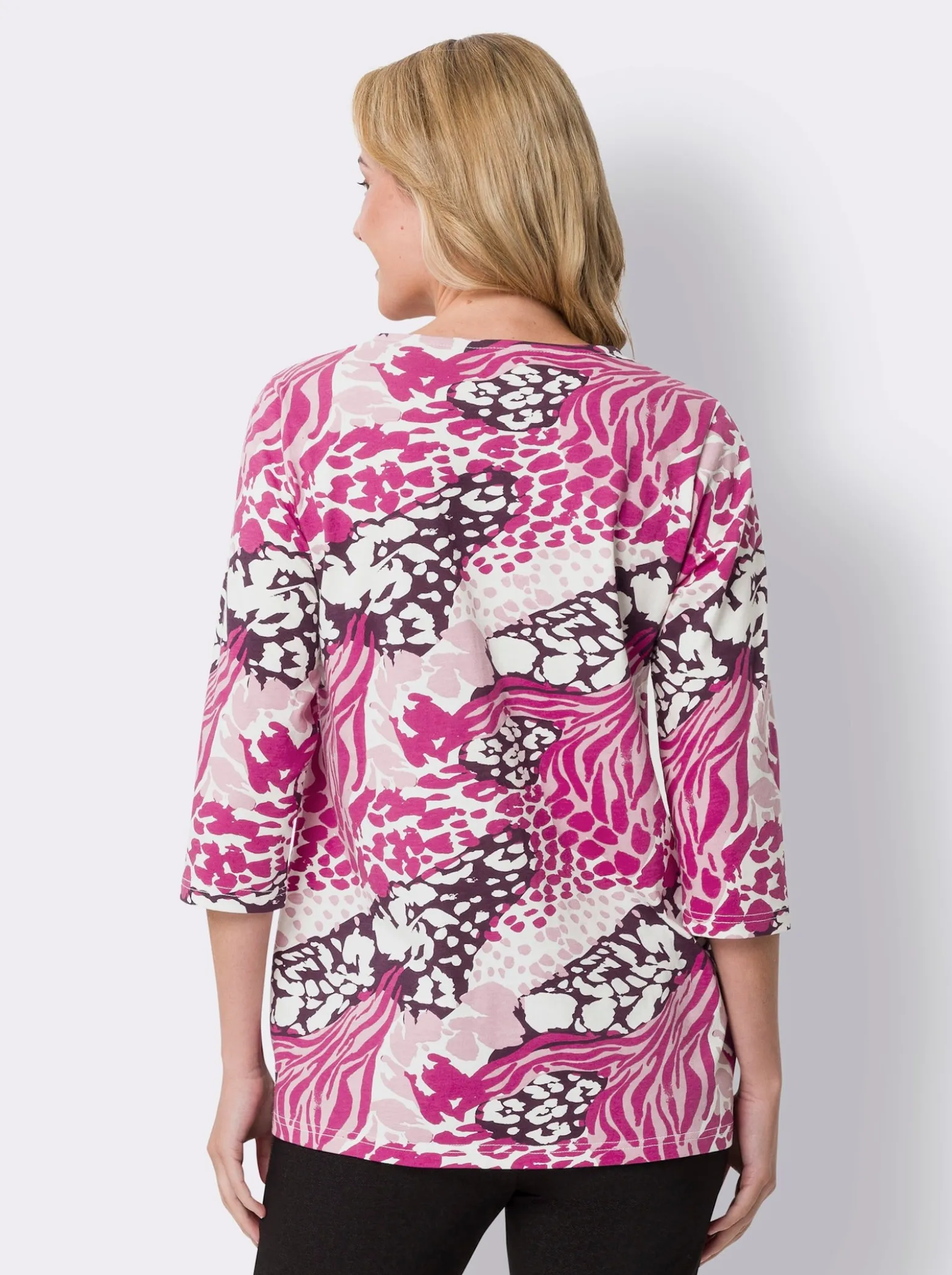 Rundhalsshirt in A-Form, bedruckt