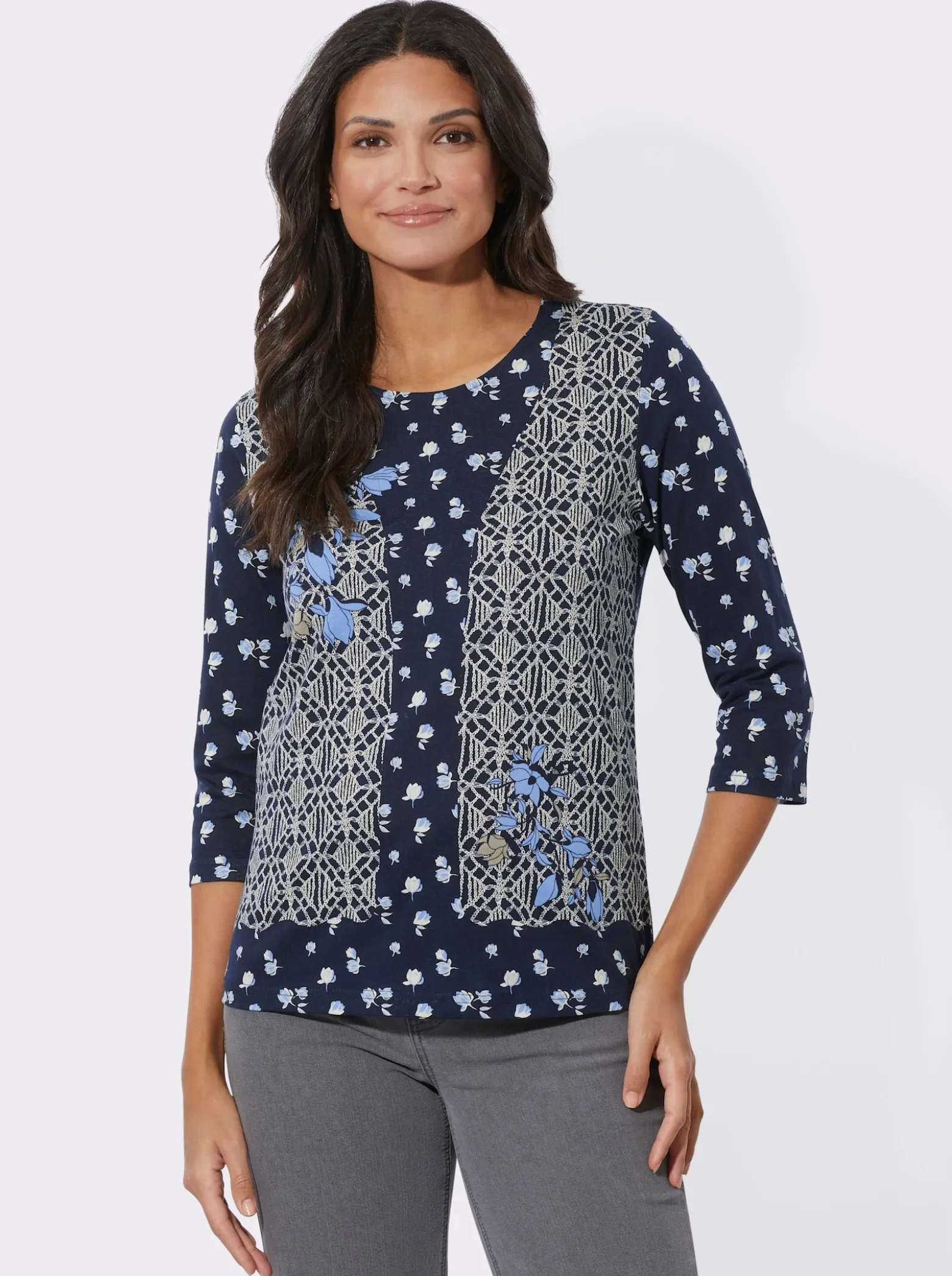 Rundhalsshirt in 2-in-1-Optik