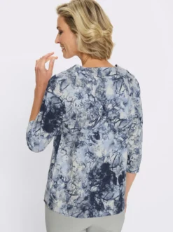 Rundhalsshirt mit Allover-Druck, Baumwolle