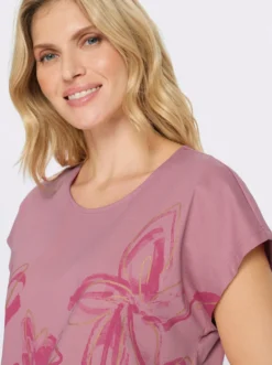 Rundhalsshirt mit überschnittenen Schultern