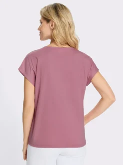 Rundhalsshirt mit überschnittenen Schultern