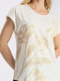 Rundhalsshirt mit überschnittenen Schultern