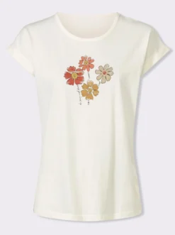 Rundhalsshirt mit überschnittenen Ärmeln