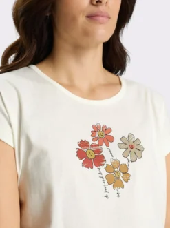 Rundhalsshirt mit überschnittenen Ärmeln