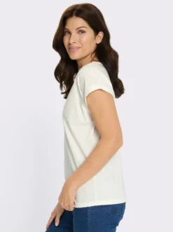 Rundhalsshirt mit überschnittenen Ärmeln