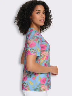 Rundhalsshirt mit Blümchen-Druck allover