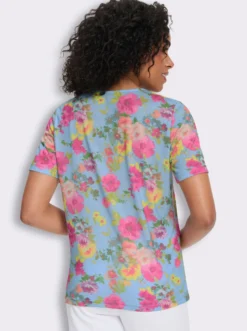 Rundhalsshirt mit Blümchen-Druck allover