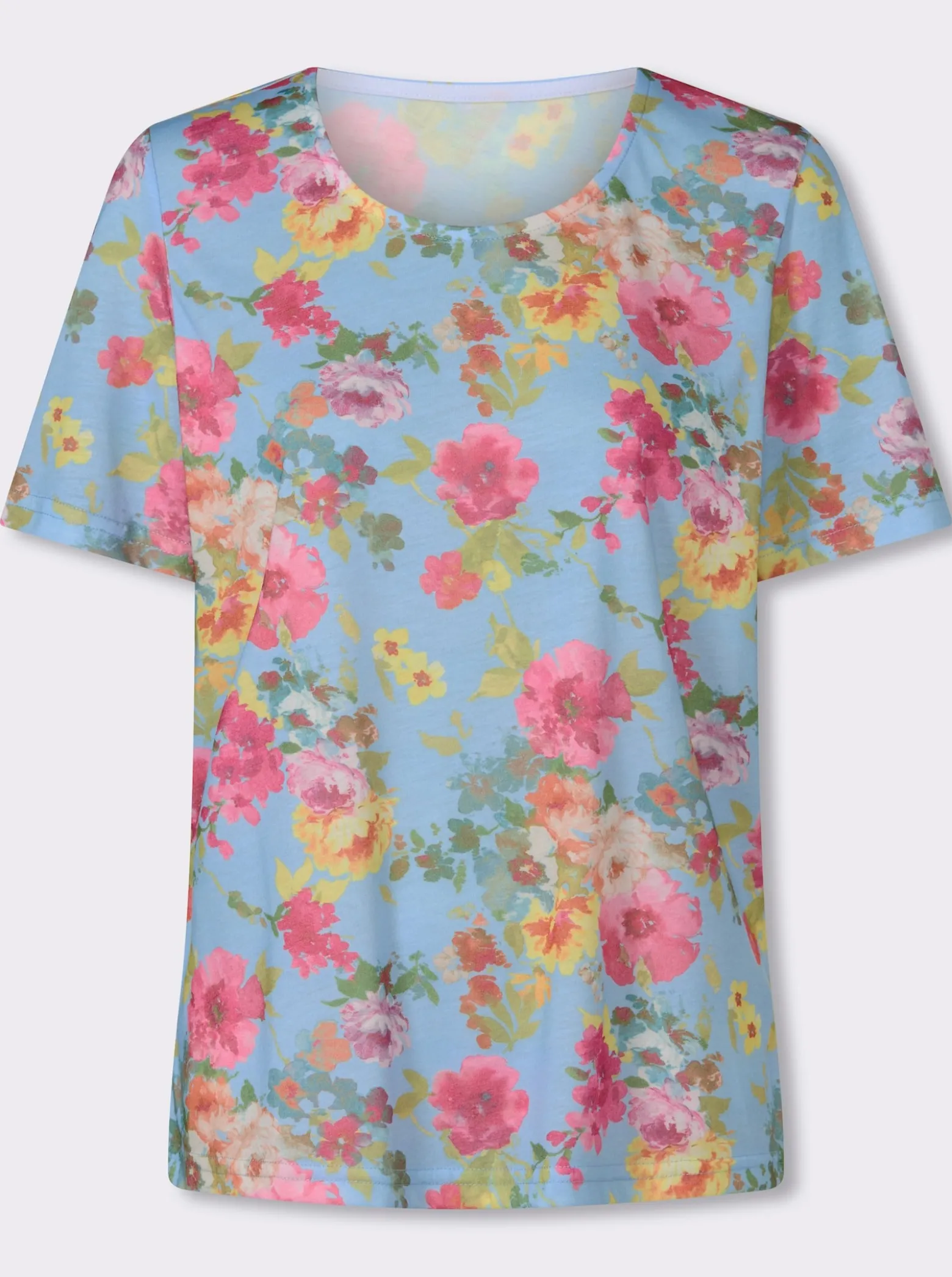 Rundhalsshirt mit Blümchen-Druck allover