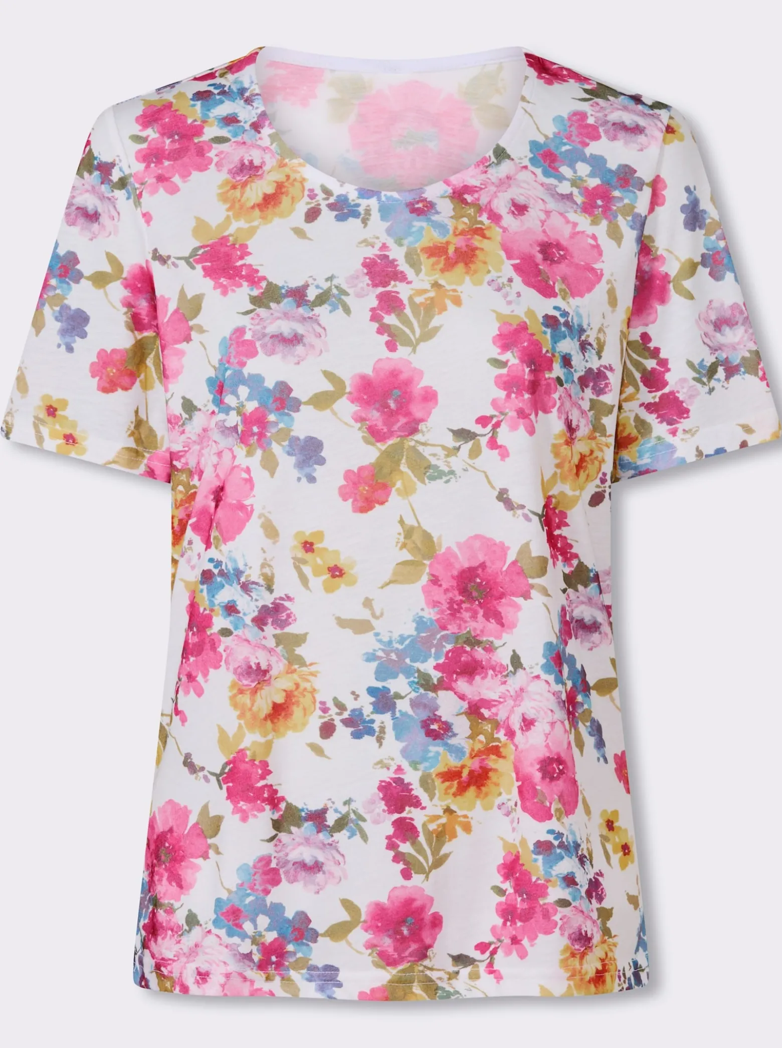 Rundhalsshirt mit Blümchen-Druck allover