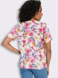 Rundhalsshirt mit Blümchen-Druck allover