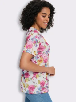 Rundhalsshirt mit Blümchen-Druck allover