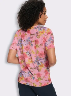 Rundhalsshirt mit Blümchen-Druck allover