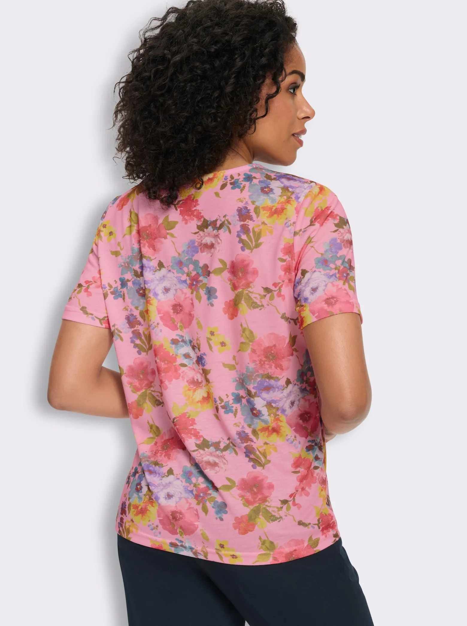 Rundhalsshirt mit Blümchen-Druck allover