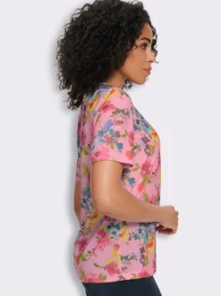 Rundhalsshirt mit Blümchen-Druck allover
