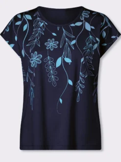 Rundhalsshirt mit Blüten-Druck