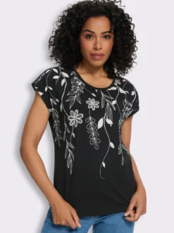 Rundhalsshirt mit Blüten-Druck