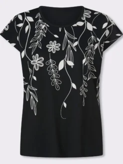 Rundhalsshirt mit Blüten-Druck
