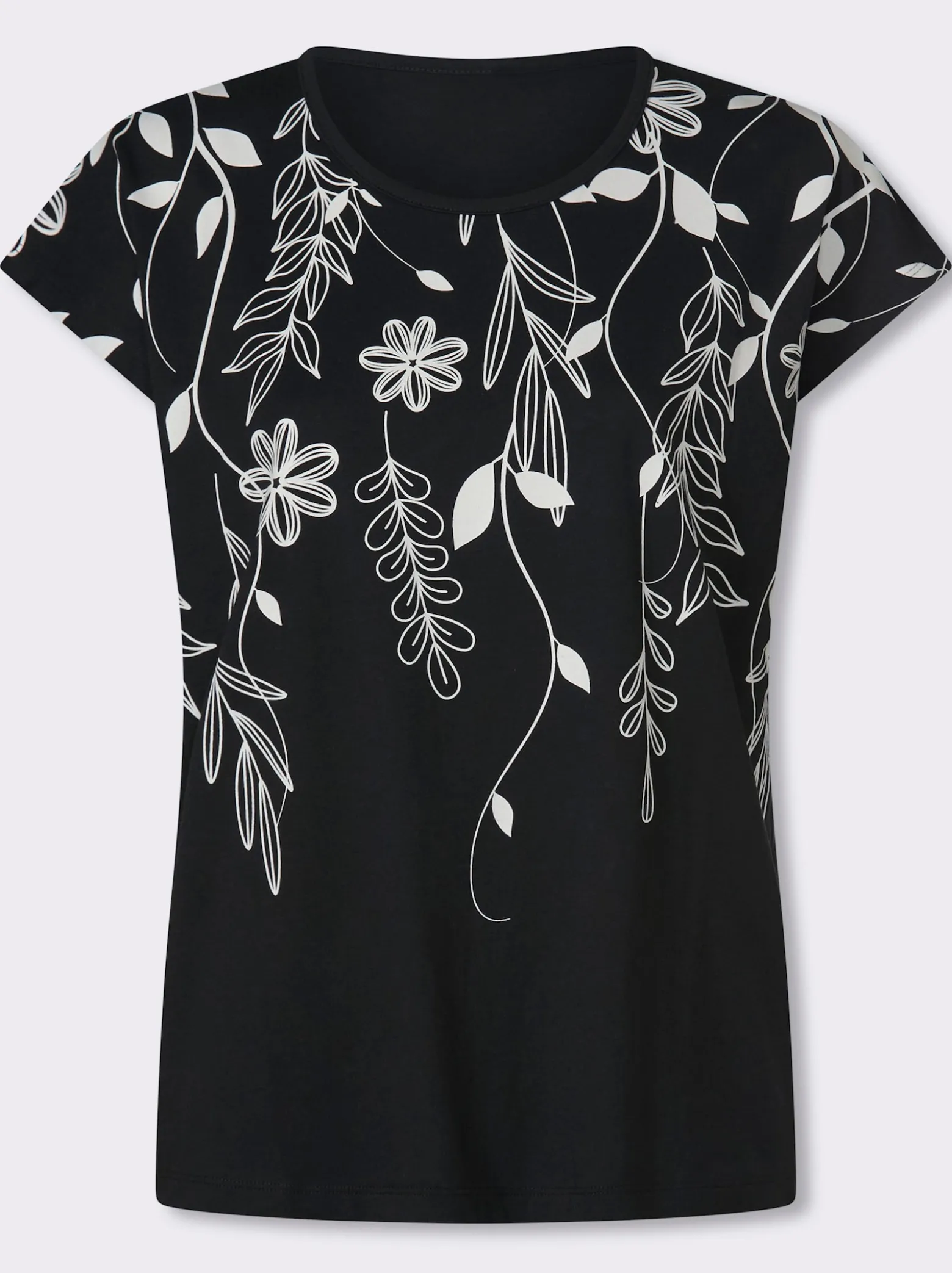 Rundhalsshirt mit Blüten-Druck