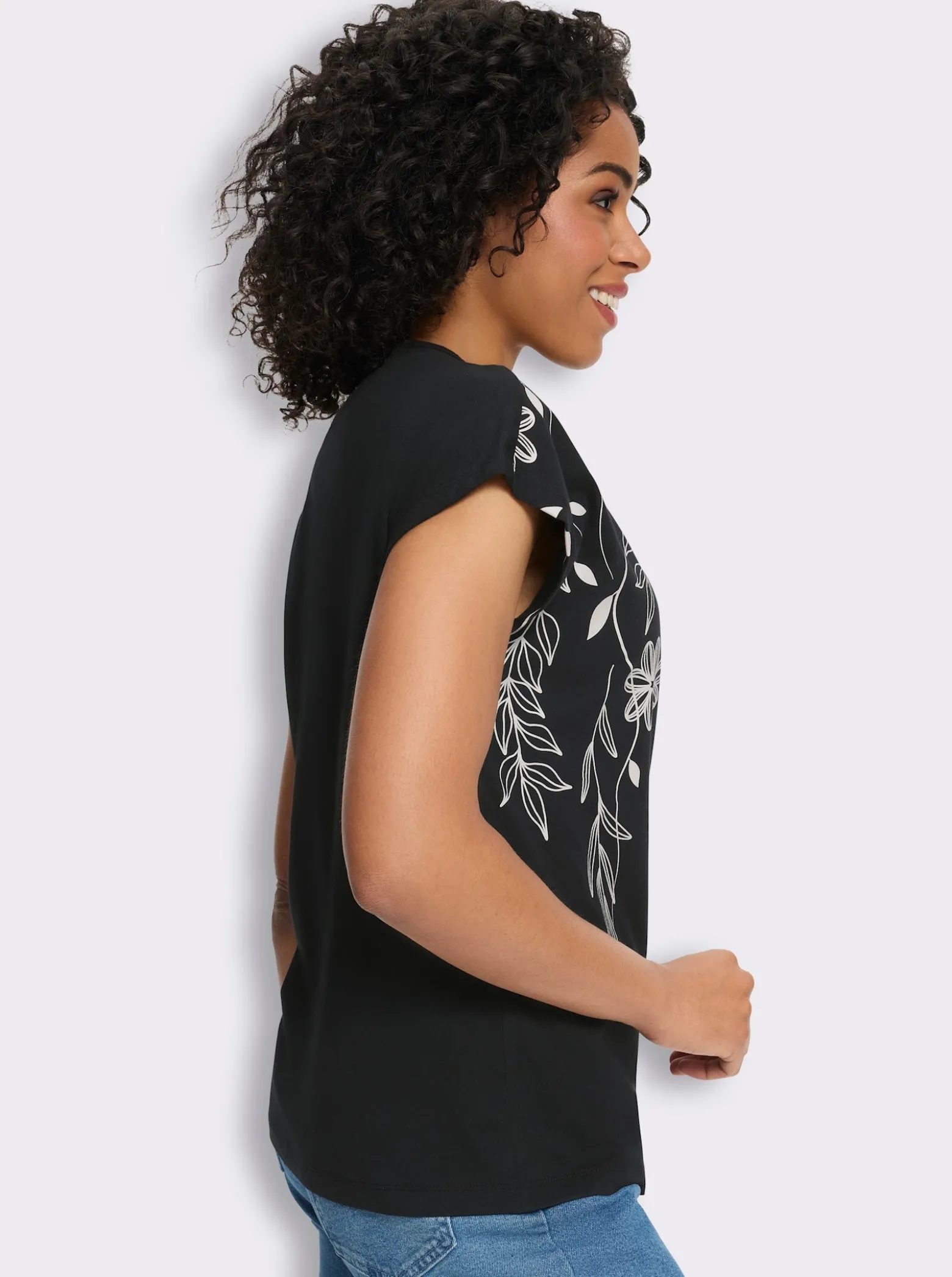 Rundhalsshirt mit Blüten-Druck