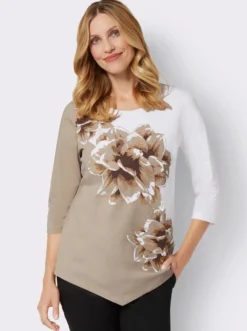 Rundhalsshirt mit Blüten-Druck