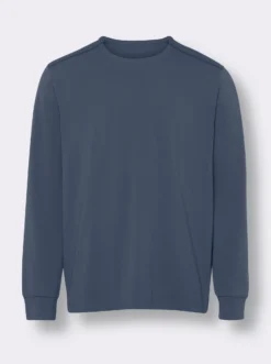 Rundhalsshirt mit Bündchen an den Ärmeln