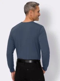 Rundhalsshirt mit Bündchen an den Ärmeln