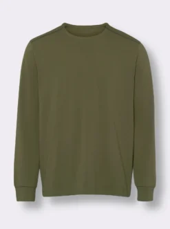 Rundhalsshirt mit Bündchen an den Ärmeln