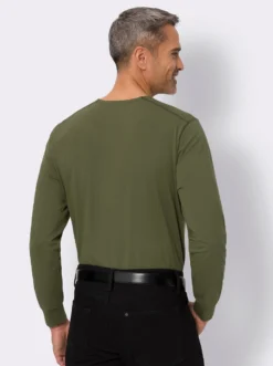 Rundhalsshirt mit Bündchen an den Ärmeln