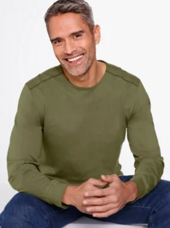 Rundhalsshirt mit Bündchen an den Ärmeln