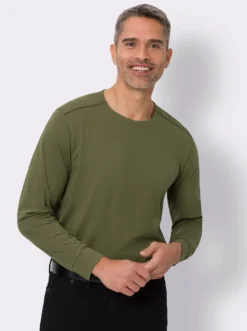Rundhalsshirt mit Bündchen an den Ärmeln