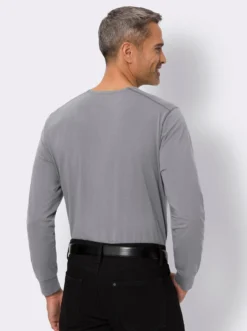 Rundhalsshirt mit Bündchen an den Ärmeln