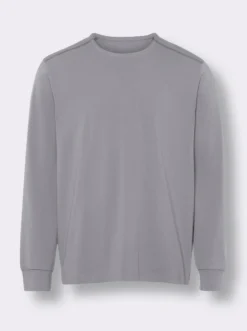 Rundhalsshirt mit Bündchen an den Ärmeln