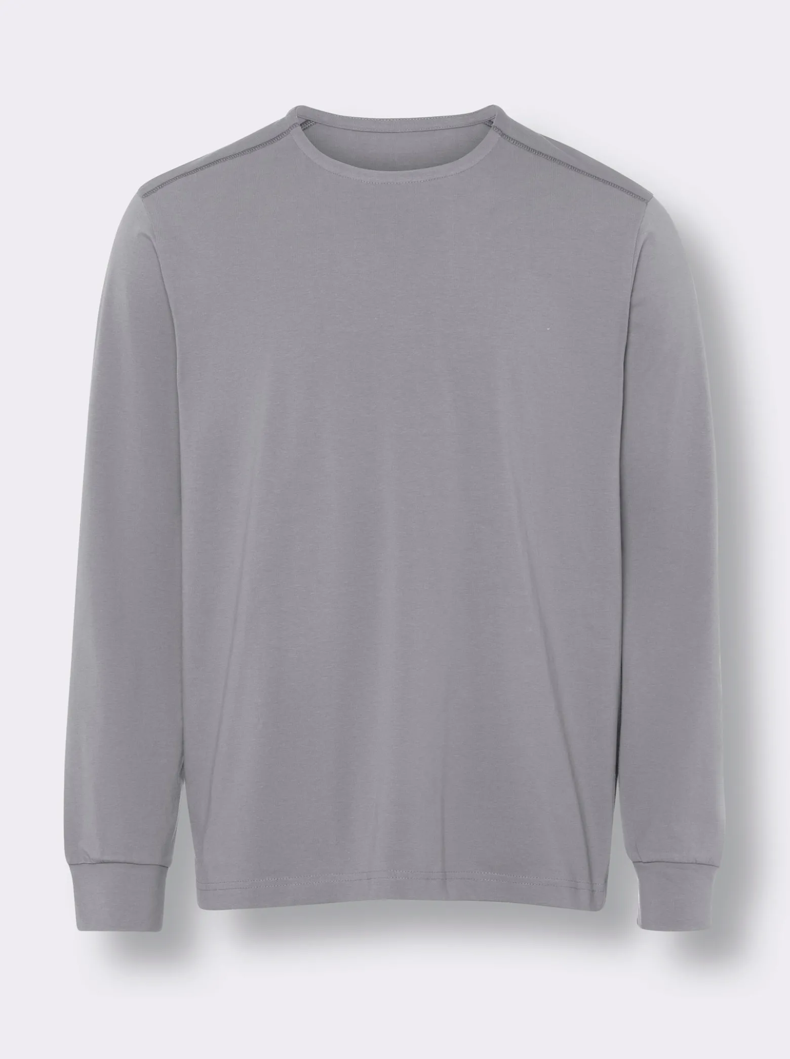 Rundhalsshirt mit Bündchen an den Ärmeln