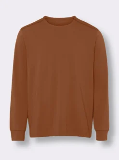 Rundhalsshirt mit Bündchen an den Ärmeln