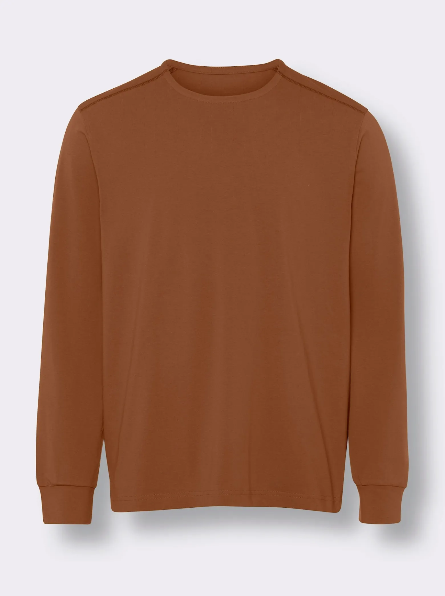 Rundhalsshirt mit Bündchen an den Ärmeln