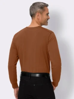 Rundhalsshirt mit Bündchen an den Ärmeln