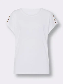 Rundhalsshirt mit Bändern an den Schultern