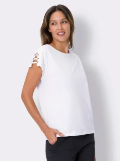 Rundhalsshirt mit Bändern an den Schultern