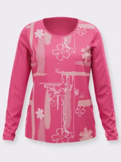 Rundhalsshirt mit Druckmuster vorne