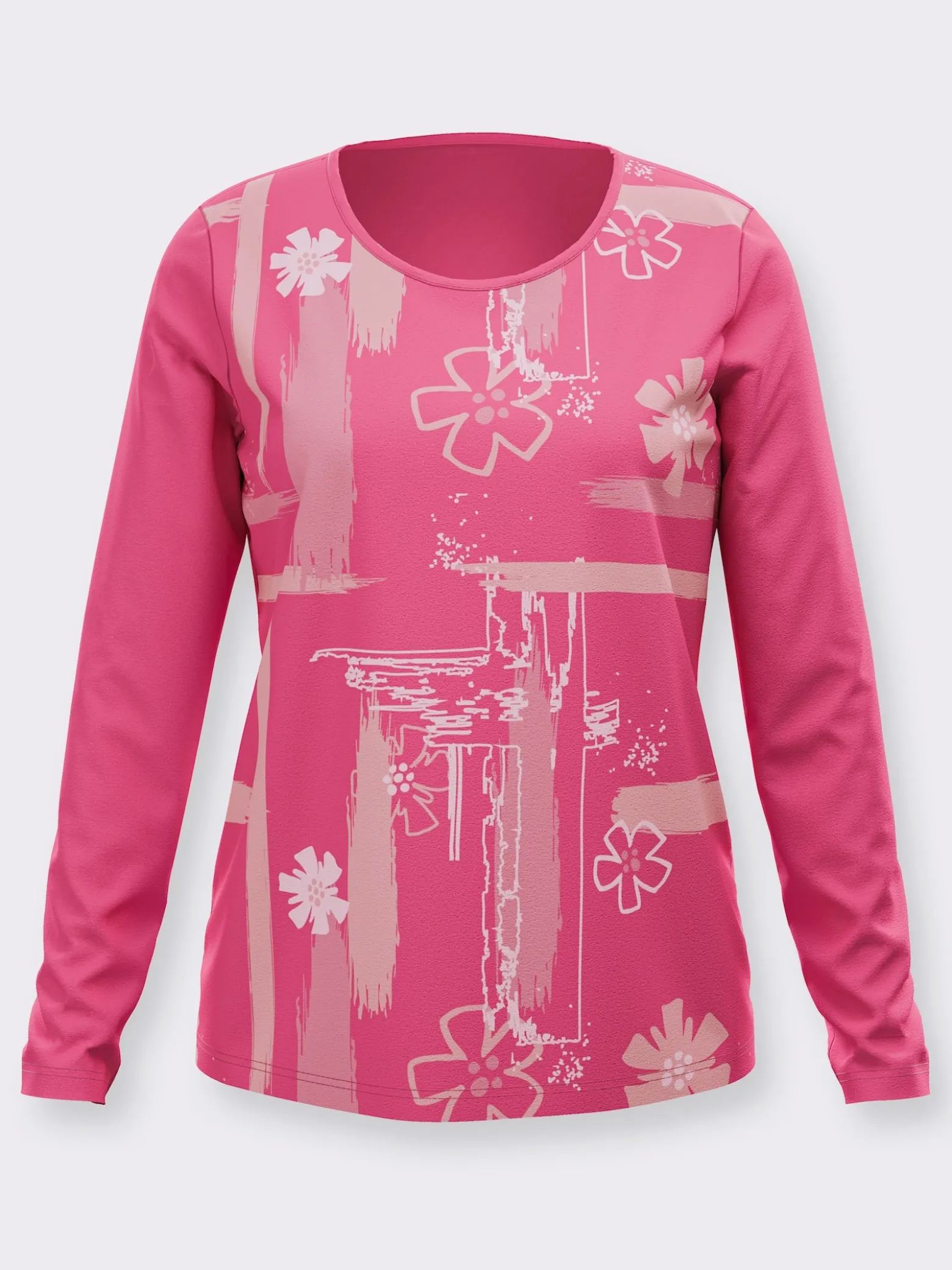 Rundhalsshirt mit Druckmuster vorne