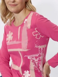 Rundhalsshirt mit Druckmuster vorne