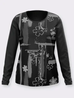Rundhalsshirt mit Druckmuster vorne