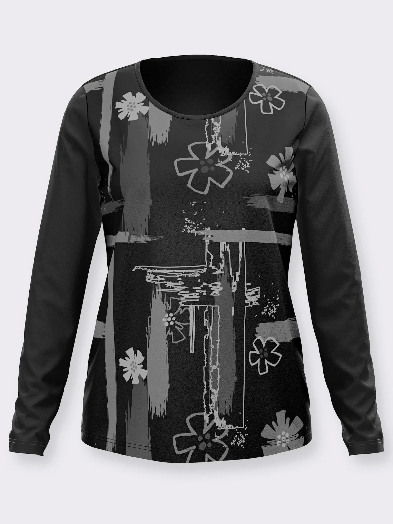 Rundhalsshirt mit Druckmuster vorne