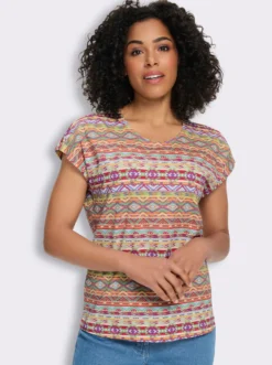 Rundhalsshirt mit Ethno-Druck